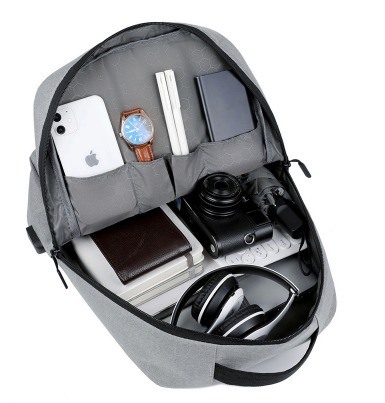 Softback Fashionable Blue Black Anti-Theft Waterproof Lightweight Laptop Backpack USB Charging Customizable Logo for Leisure Oxford