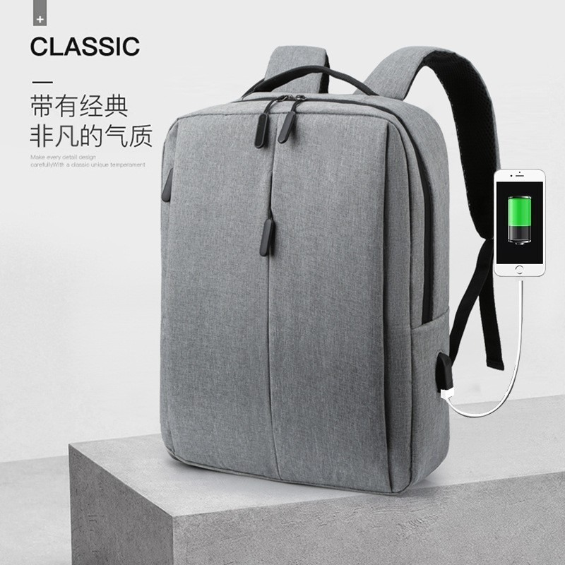Softback Fashionable Blue Black Anti-Theft Waterproof Lightweight Laptop Backpack USB Charging Customizable Logo for Leisure Oxford