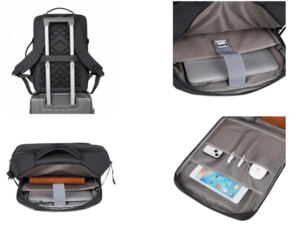 Customizable Logo Fashionable Anti-Theft Backpack 20-39L Capacity Waterproof Oxford RFID Lightweight for GPS USB