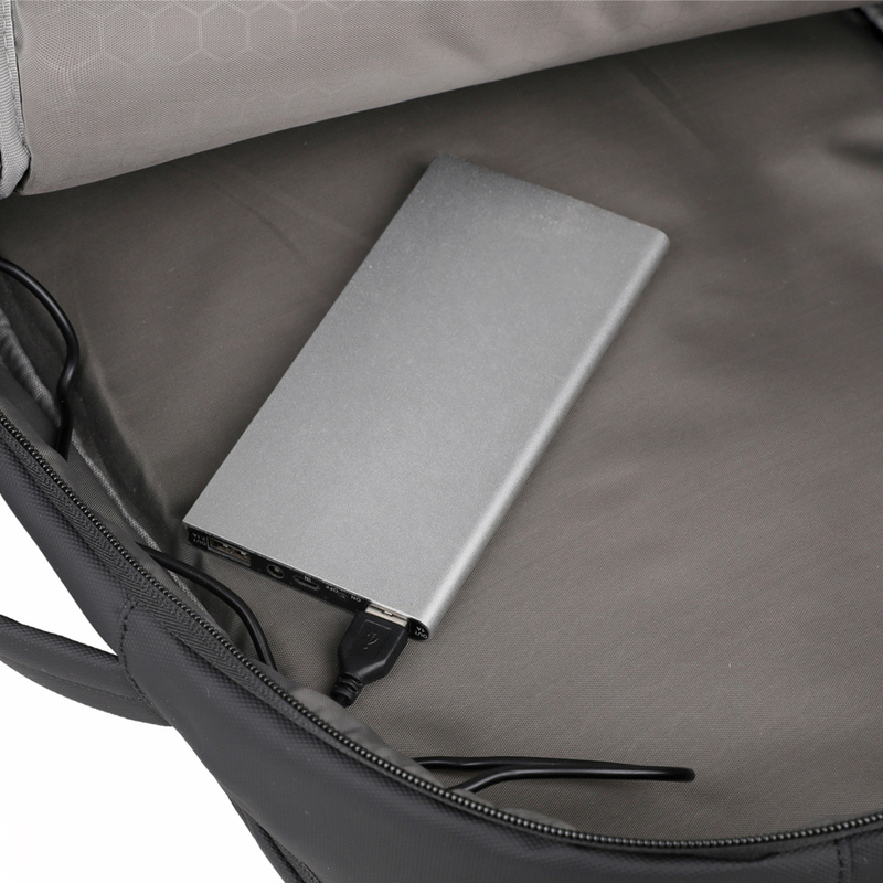 College Business Black Anti-Theft Waterproof Lightweight Laptop Backpack with Customizable Logo and USB Solar Panel