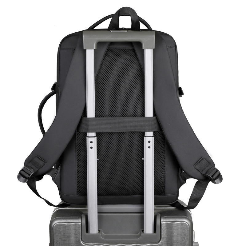 College Business Black Anti-Theft Waterproof Lightweight Laptop Backpack with Customizable Logo and USB Solar Panel