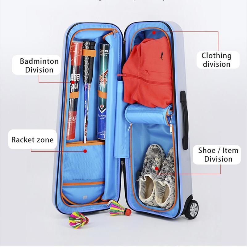 Training Sessions Badminton Racquet Sport Bag Shockproof Equipment Case with Waterproof Zippers and Soft Handle
