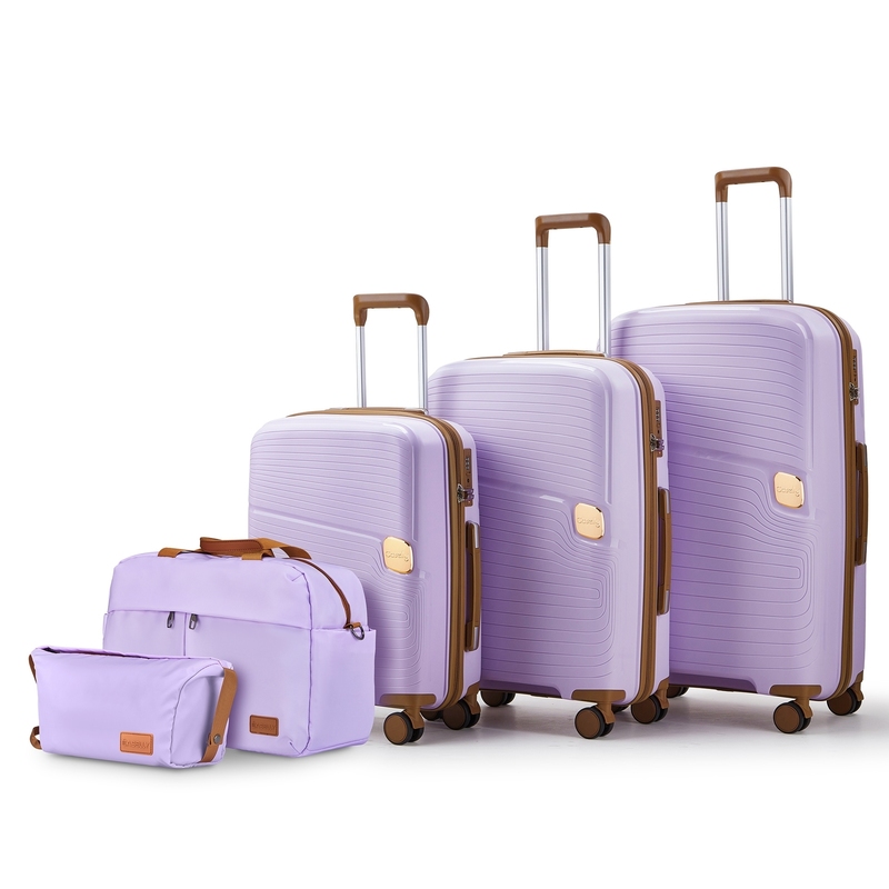 Business Travel Essential Stylish Hard Shell Suitcase Custom Logo Accepted 4 Spinner Wheels Waterproof Trolley Luggage Set