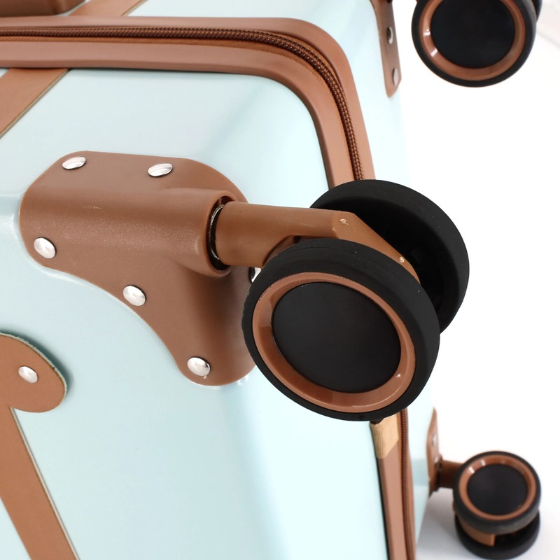 Lightweight PC Leather Hard Shell Trolley Luggage Vintage Suitcase with TSA Lock Durable Carry-On Baggage Have Drawbars