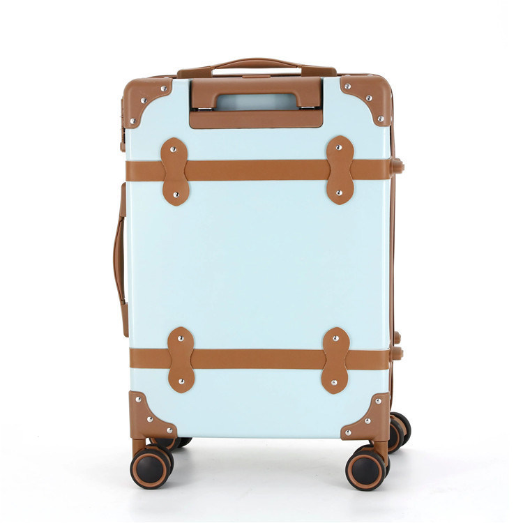 Lightweight PC Leather Hard Shell Trolley Luggage Vintage Suitcase with TSA Lock Durable Carry-On Baggage Have Drawbars