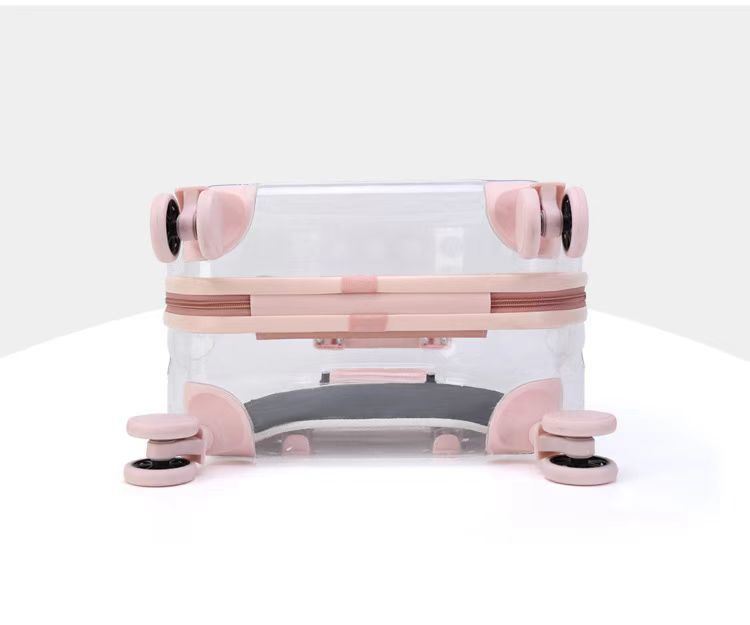 Outdoor Dog Carrier Bag Convenient Handheld Pet Travel Carrier Open Closure Pull-Rod Bubble Rolling Luggage for Cats