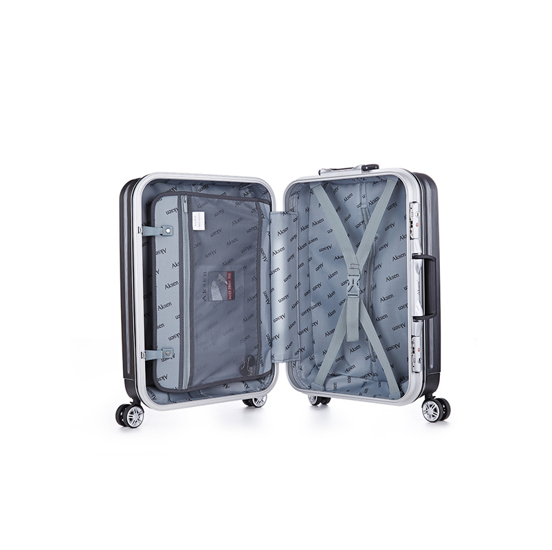 Black Carry-On Suitcase Zipperless Hard Shell Durable Wheels Trolley Case Luggage Made of PC for On-the-Go Professionals