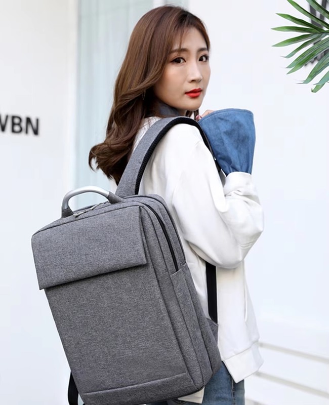 Customizable Logo Anti-Theft Grey Computer Backpack Perfect Business Laptop Bag for Colleagues and Frequent Travelers