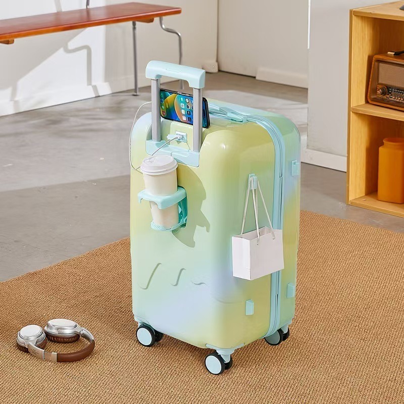 Travel in Sweet Style with this Password-Locked Hardside Suitcase Featuring an Adorable Ice-Cream Pattern