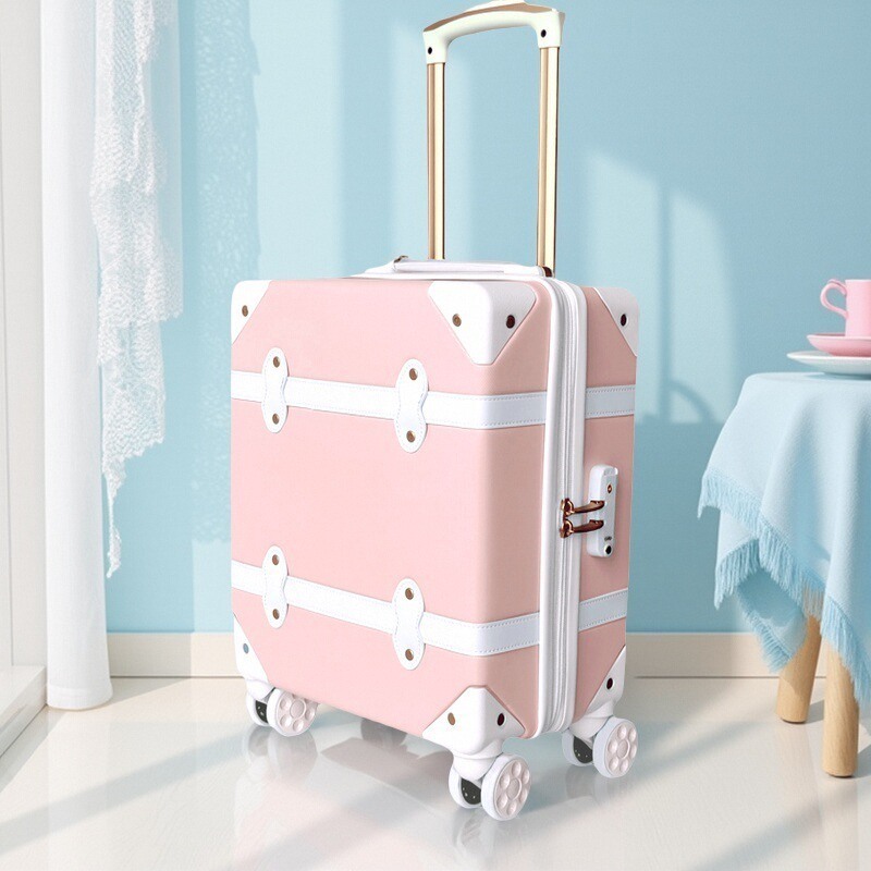 Hard Shell Cabin Carry On Vintage Boarding Suitcase Luggage Sets in Elegant Bright Color for Lovers' Travel
