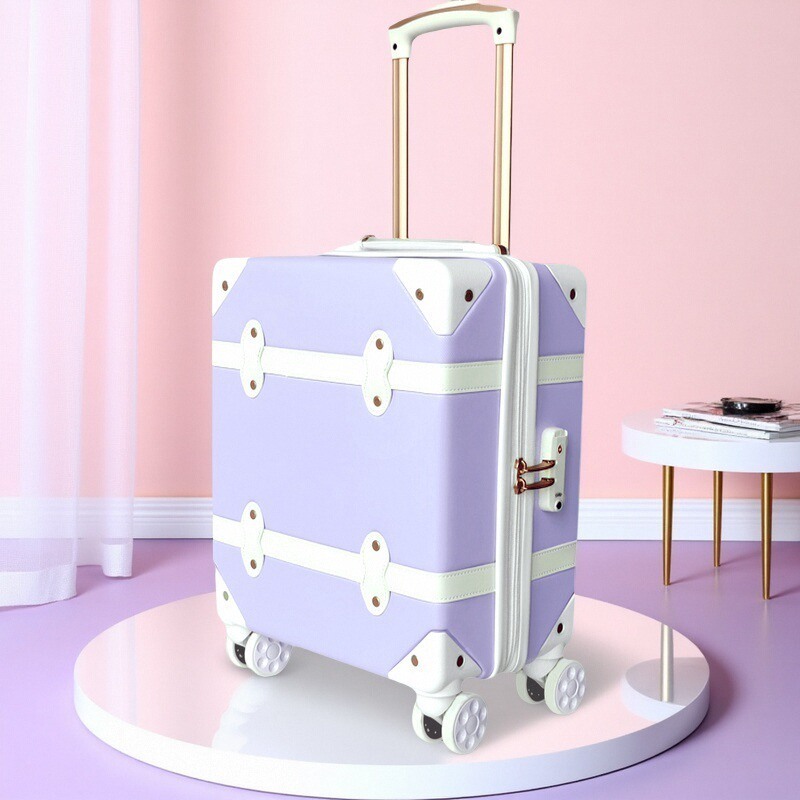 Hard Shell Cabin Carry On Vintage Boarding Suitcase Luggage Sets in Elegant Bright Color for Lovers' Travel