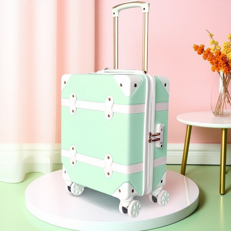 Hard Shell Cabin Carry On Vintage Boarding Suitcase Luggage Sets in Elegant Bright Color for Lovers' Travel