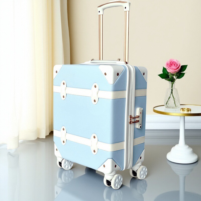 Hard Shell Cabin Carry On Vintage Boarding Suitcase Luggage Sets in Elegant Bright Color for Lovers' Travel