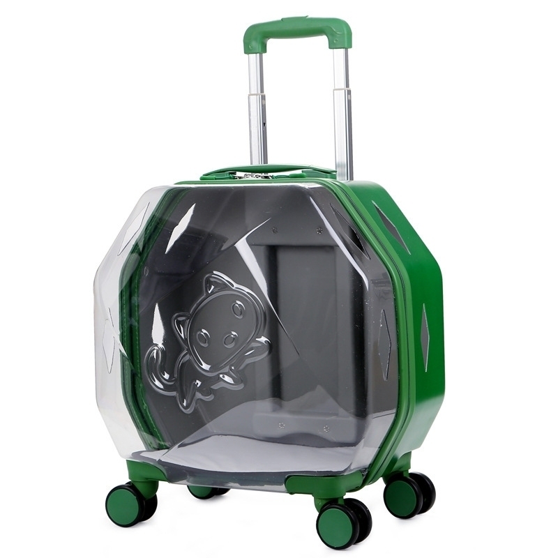 Anti-Theft Clear Pet Carrier Portable Pet Holder Waterproof Travel Suitcase Polyester Lining Material Breathable Pet Carry