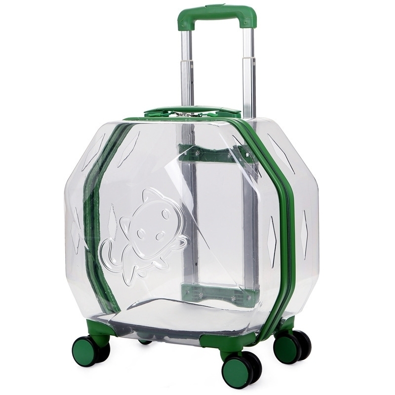 Anti-Theft Clear Pet Carrier Portable Pet Holder Waterproof Travel Suitcase Polyester Lining Material Breathable Pet Carry