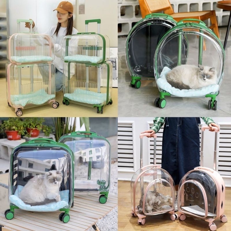 Anti-Theft Clear Pet Carrier Portable Pet Holder Waterproof Travel Suitcase Polyester Lining Material Breathable Pet Carry