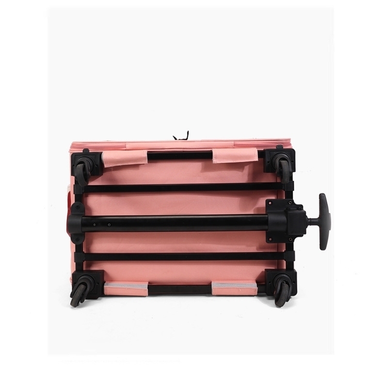 Carruaje 210D Poliéster Cuatro ruedas Caja para dos gatos gordos Bolso de viaje plegable portátil para mascotas