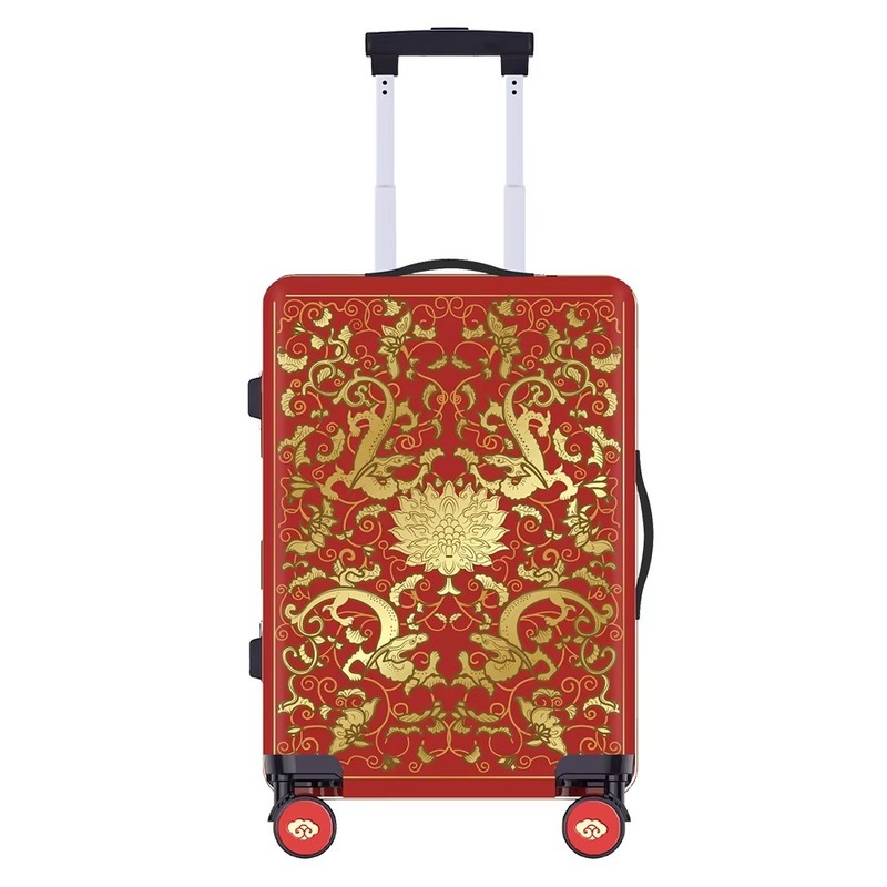 Unisex Red/Black 20 Inch Lightweight PC Travel Suitcase with 4 Silent Spinner Wheels and Durable Carry-On Bags