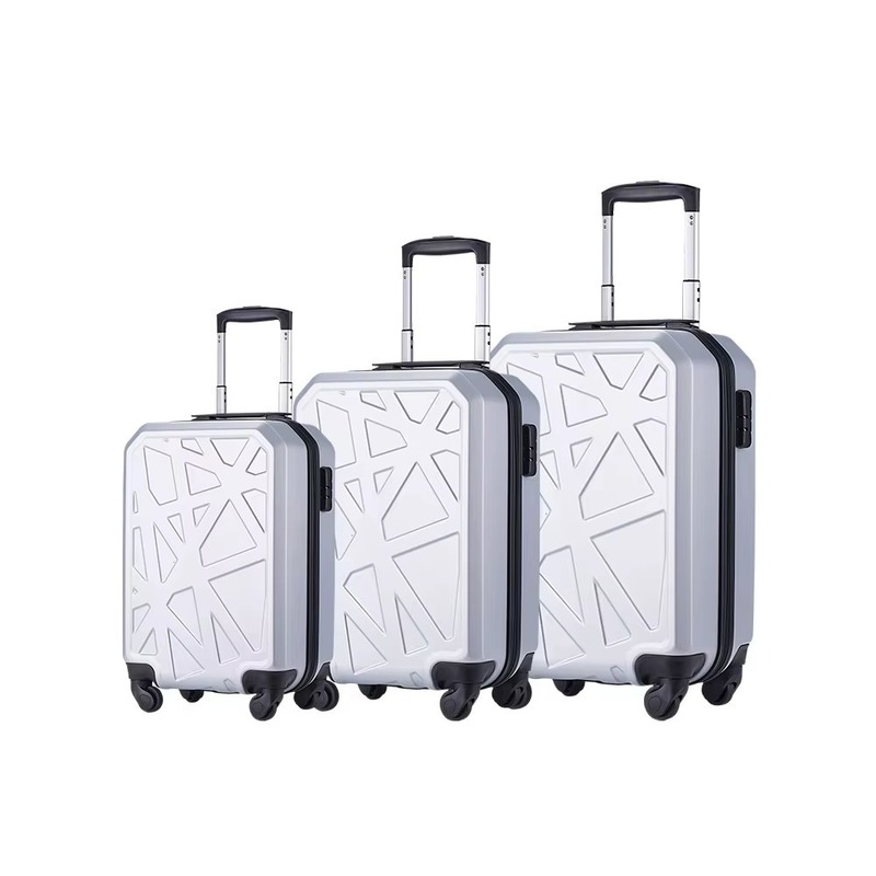 4 Spinner Wheels Silver Bird Nest Design Hard Shell Trolley Suitcase Set with Telescopic Handle and Luxury Travel Bags
