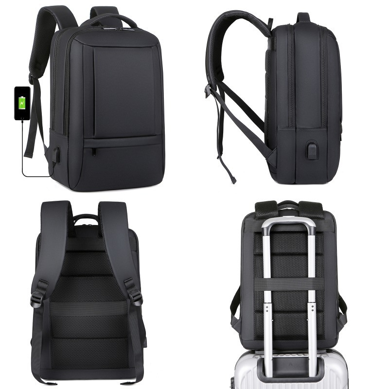 Geometric Pattern Unisex Fashionable Blue Black Anti-Theft Waterproof Lightweight Laptop Backpack for Business Travel