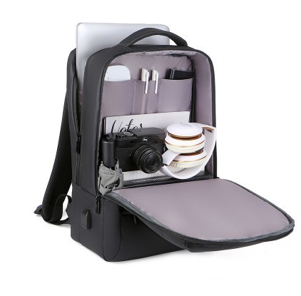 Geometric Pattern Unisex Fashionable Blue Black Anti-Theft Waterproof Lightweight Laptop Backpack for Business Travel