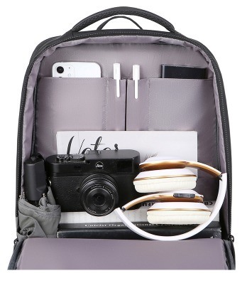 Geometric Pattern Unisex Fashionable Blue Black Anti-Theft Waterproof Lightweight Laptop Backpack for Business Travel