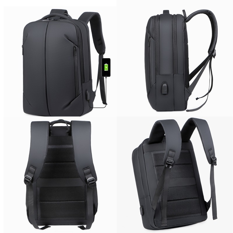Daily Unisex Fashion Lightweight Black Anti-Theft Waterproof Laptop Backpack Customizable Logo Simple Classic Luxury Business Style
