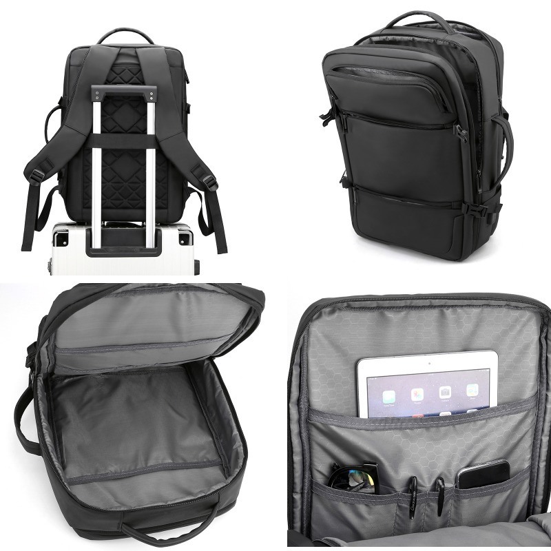 Customizable Logo Blue Black Anti-Theft Waterproof Nylon Lined Laptop Backpack for Business Travel 20-39 Litre Capacity