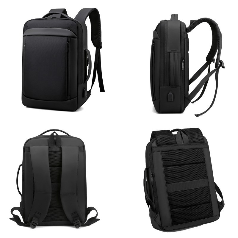 Zipper Hasp Fashionable Blue Black RFID Anti-Theft Waterproof Lightweight Laptop Backpack for Business Travel Charging