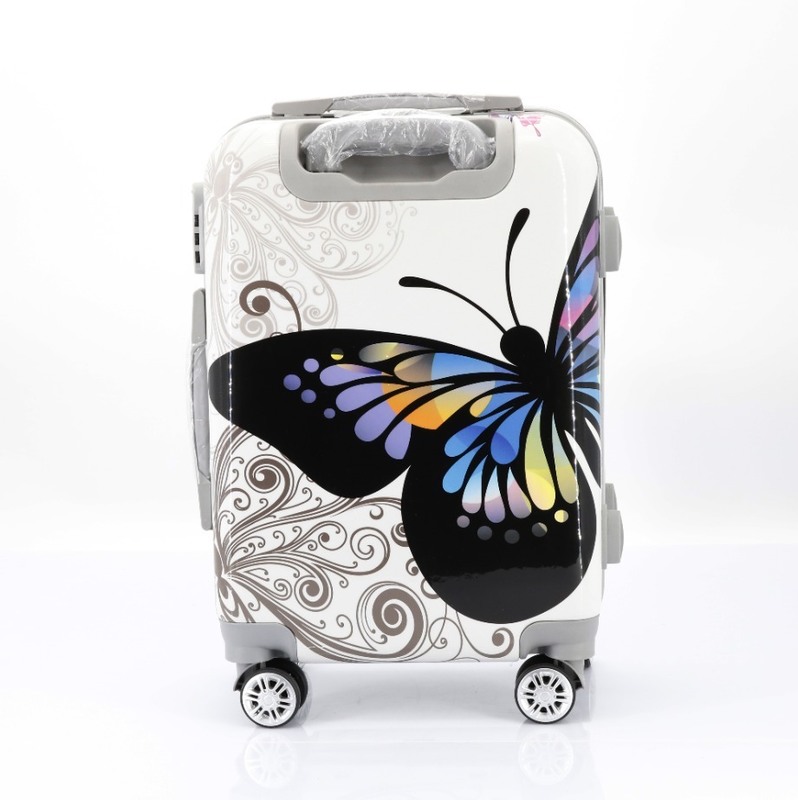Zipper Password Lock Butterfly Print 5-Piece Classic Style ABS PC Hard Shell Suitcases for Durable Multi-Function Travel
