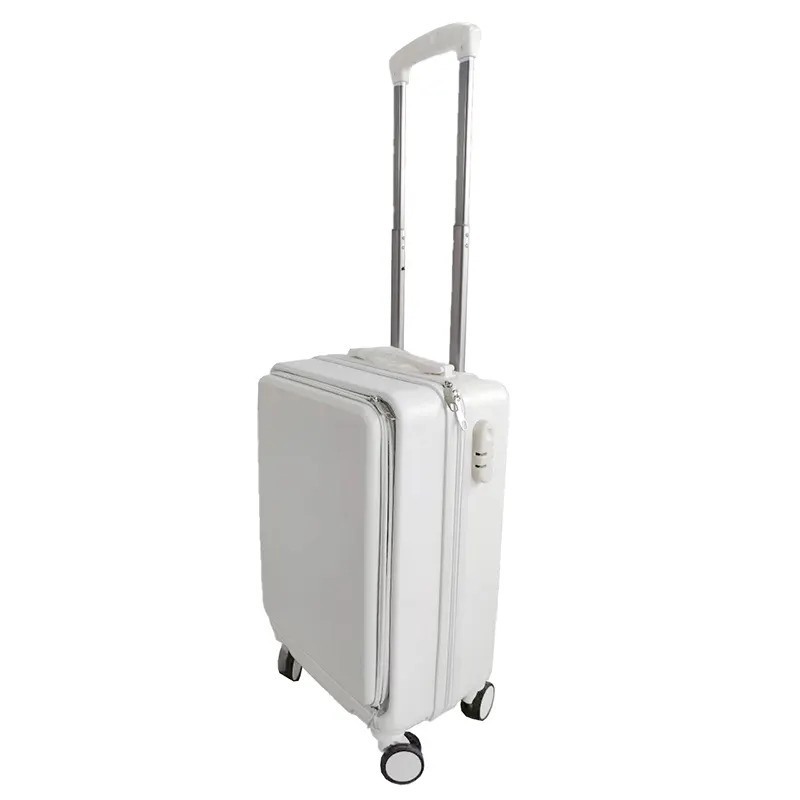 20inch PC Luggage with Spinner Wheels Durable White ABS Travel Baggage Suitcase featuring Front Open Zipper at Reasonable