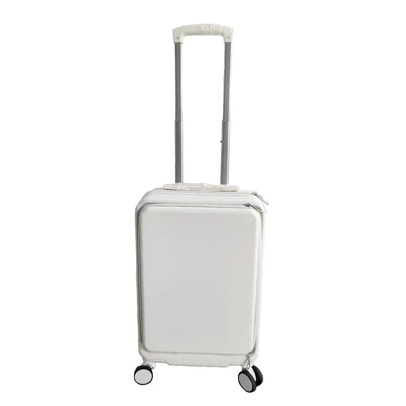20inch PC Luggage with Spinner Wheels Durable White ABS Travel Baggage Suitcase featuring Front Open Zipper at Reasonable