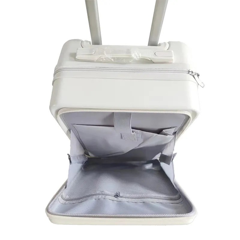 20inch PC Luggage with Spinner Wheels Durable White ABS Travel Baggage Suitcase featuring Front Open Zipper at Reasonable