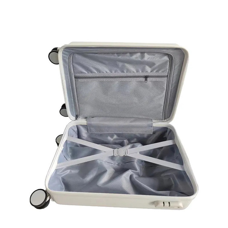 20inch PC Luggage with Spinner Wheels Durable White ABS Travel Baggage Suitcase featuring Front Open Zipper at Reasonable