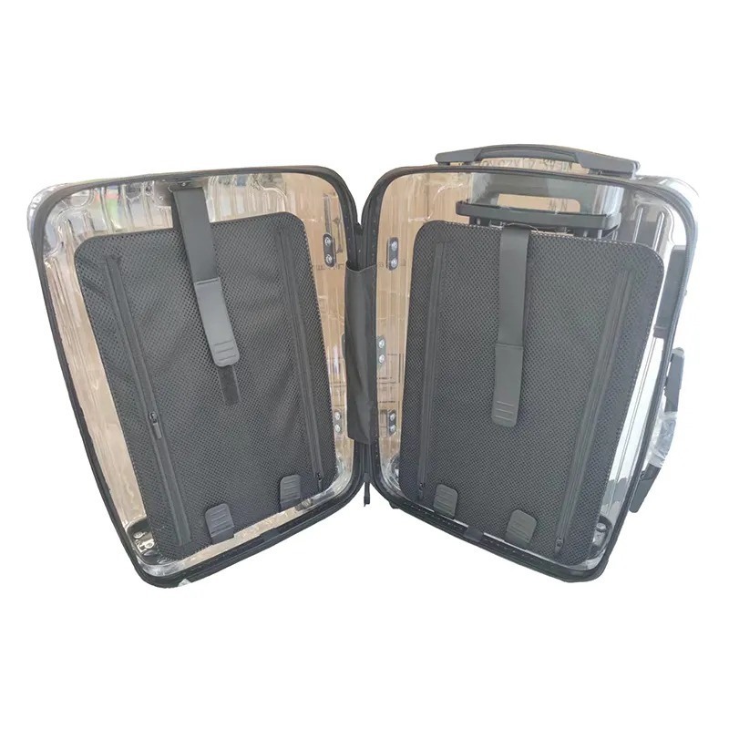 Separação seca e molhada PC de luxo transparente impermeável casca dura maleta de mão com fechadura TSA limpa maleta de viagem bagagem de cabine