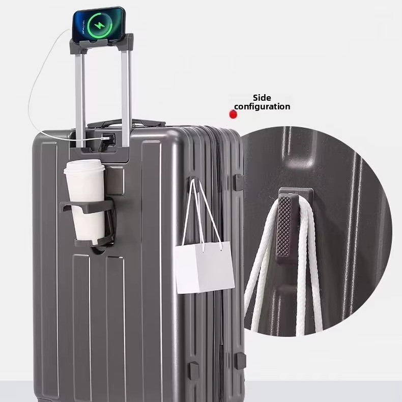 360° Spinner Wheels Front Opening USB Port Business Travel Bag Durable Luggage for Modern Simple Style Holiday Travel