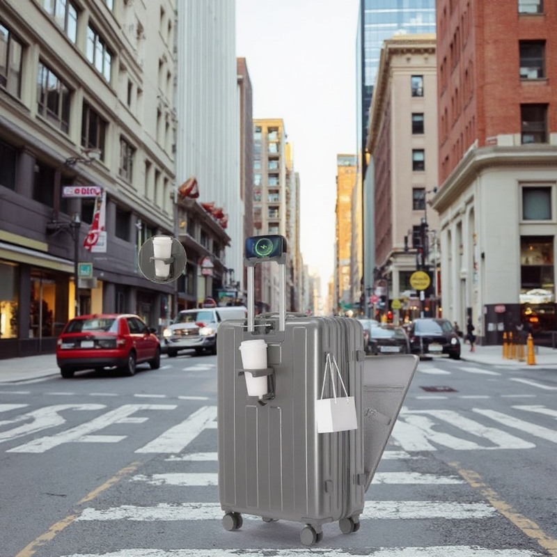 360° Spinner Wheels Front Opening USB Port Business Travel Bag Durable Luggage for Modern Simple Style Holiday Travel