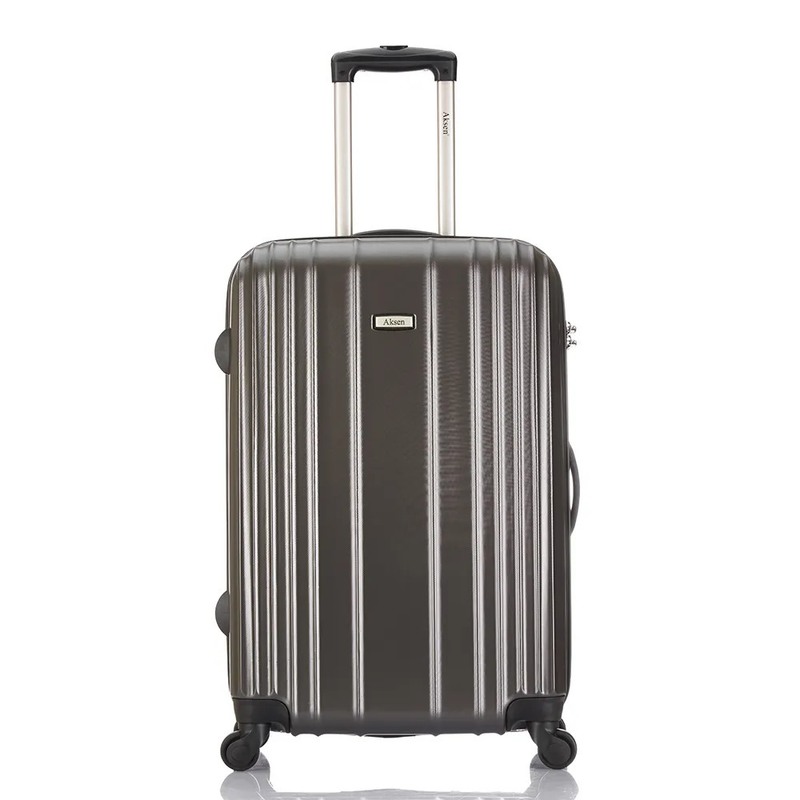 Multi-Function Blue Durable PC Carry Suitcases Luggage Front Open Travel Boarding Trolley Case Embossed Vertical Stripe