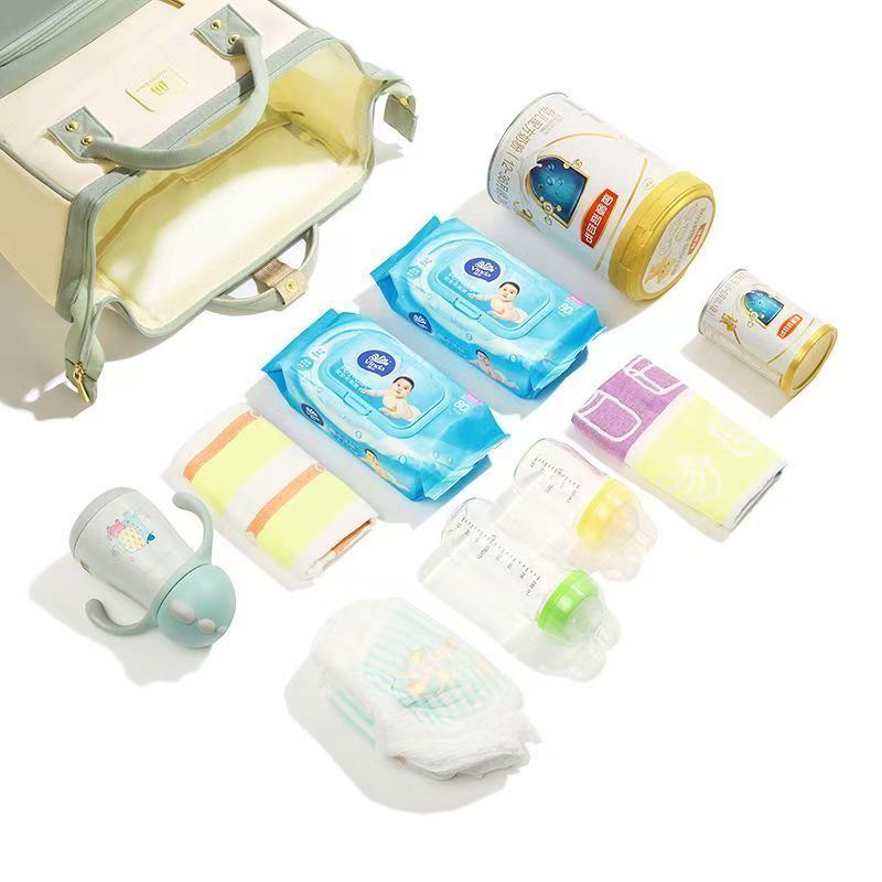 Mochila de fraldas multifuncional leve para mães Capacidade à prova d'água Mochila portátil Característica Padrão geométrico Algodão