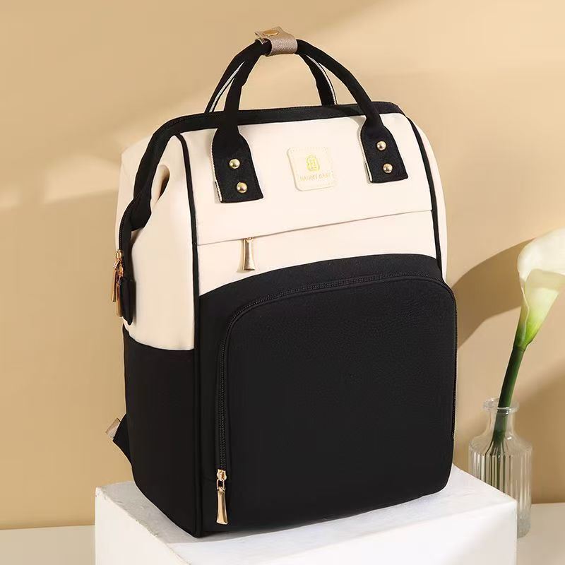 Lightweight Waterproof Mom Backpack Large Capacity Soft Handle Handheld Shoulder Bag with Cotton Fabric and Lightweight