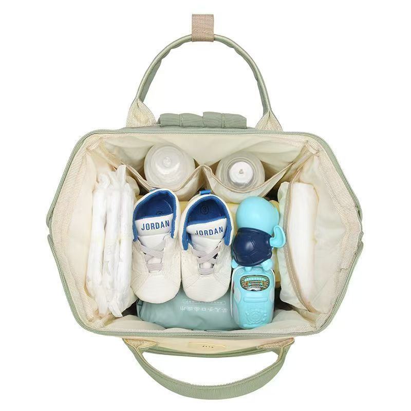 Lightweight Waterproof Mom Backpack Large Capacity Soft Handle Handheld Shoulder Bag with Cotton Fabric and Lightweight