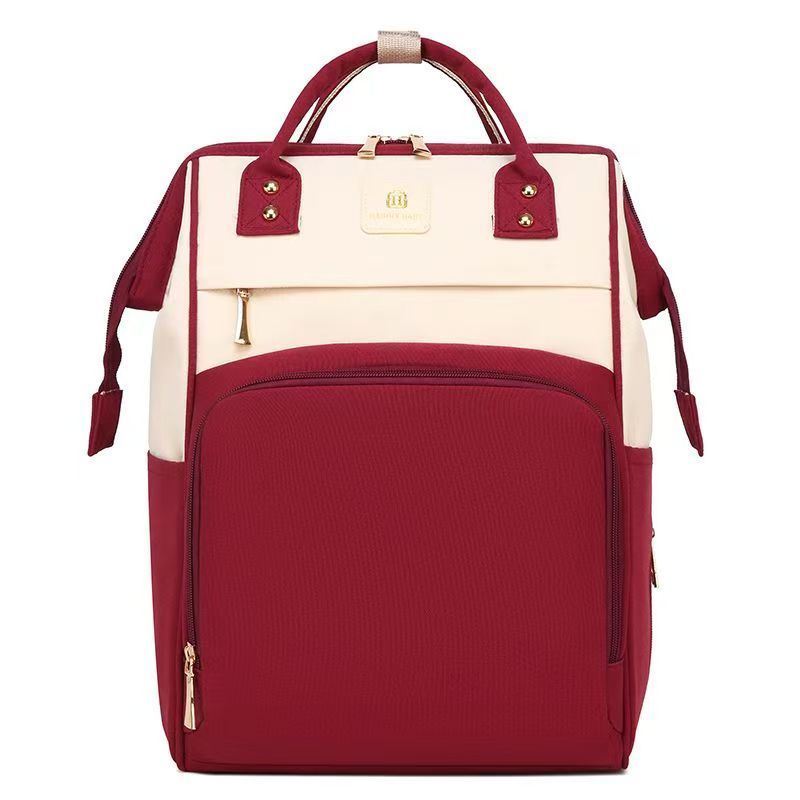 Large Capacity Multi-Functional Diaper Bag for Moms Geometric Pattern Waterproof Cotton Handheld Backpack