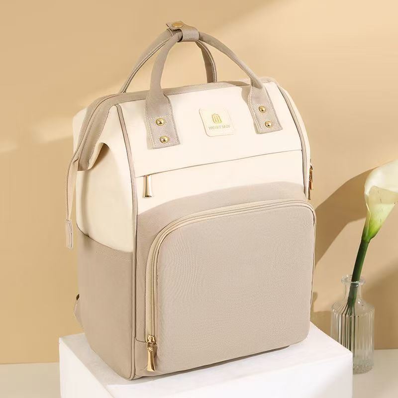 Large Capacity Multi-Functional Diaper Bag for Moms Geometric Pattern Waterproof Cotton Handheld Backpack