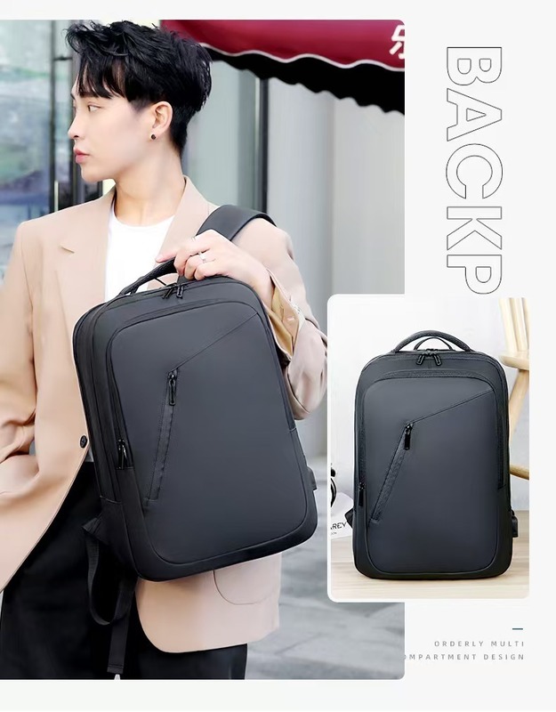 Waterproof Men's Laptop Backpack Large Capacity Business Bag with Multi-Compartment Zipper Hasp Closure Type