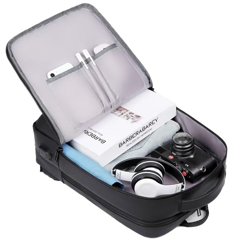 Waterproof Men's Laptop Backpack Large Capacity Business Bag with Multi-Compartment Zipper Hasp Closure Type