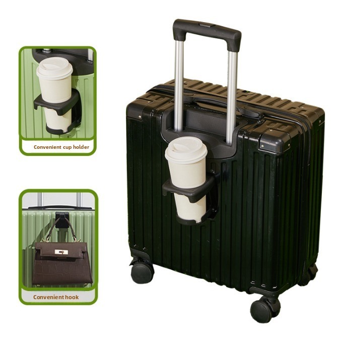 210D Polyester Lining Carry-On Waterproof Anti-scratch Travel Suitcase with Multi-functional Design and Cup Holder