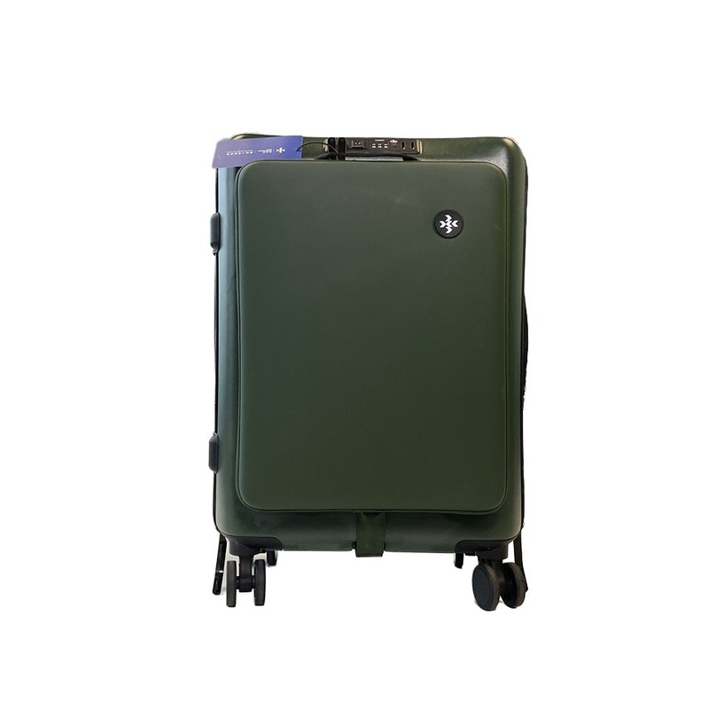 Easy Travel Front Open Luggage Suitcase with PU and Laptop Pocket Drawbars Included Black Color