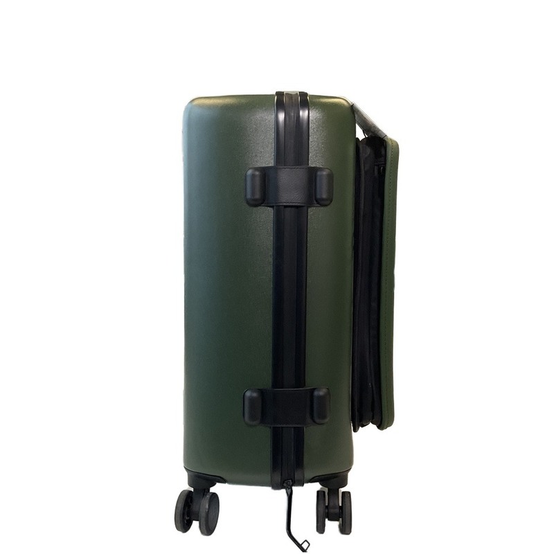 Easy Travel Front Open Luggage Suitcase with PU and Laptop Pocket Drawbars Included Black Color