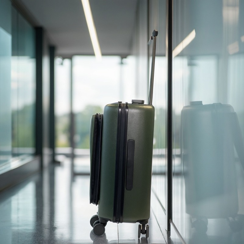 Easy Travel Front Open Luggage Suitcase with PU and Laptop Pocket Drawbars Included Black Color