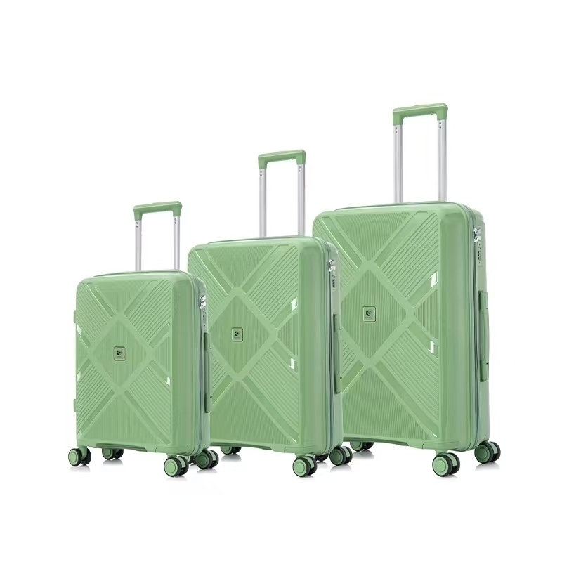 Green PP Modern Style Luggage Sets Durable Hard Shell Suitcase Waterproof Travel Cabin Luggage